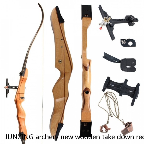 JUNXING archery new wooden take down recurve bow F168C, target shooting bow and arrow with factory price