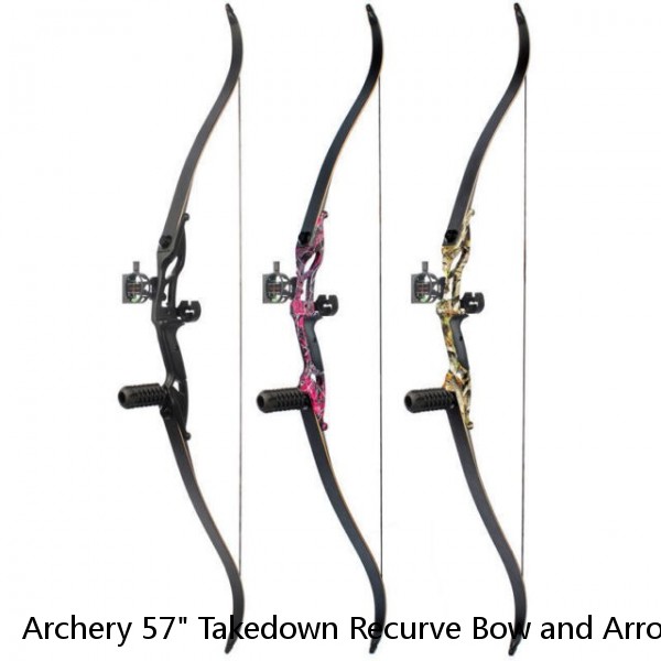 Archery 57" Takedown Recurve Bow and Arrow for Beginner Hunting Target Longbow